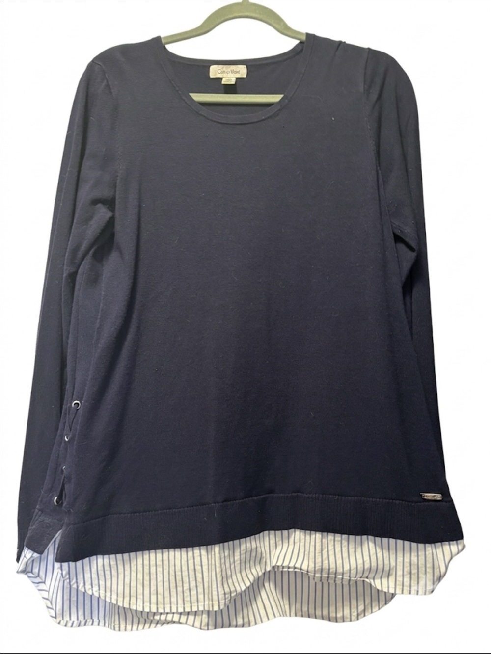 Calvin Klein Navy Crew Neck Long Sleeve Top